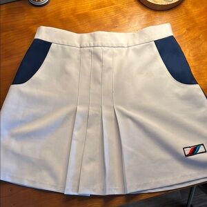 FILA Vintage White and Blue A-Line Pleated Mini Tennis Skirt